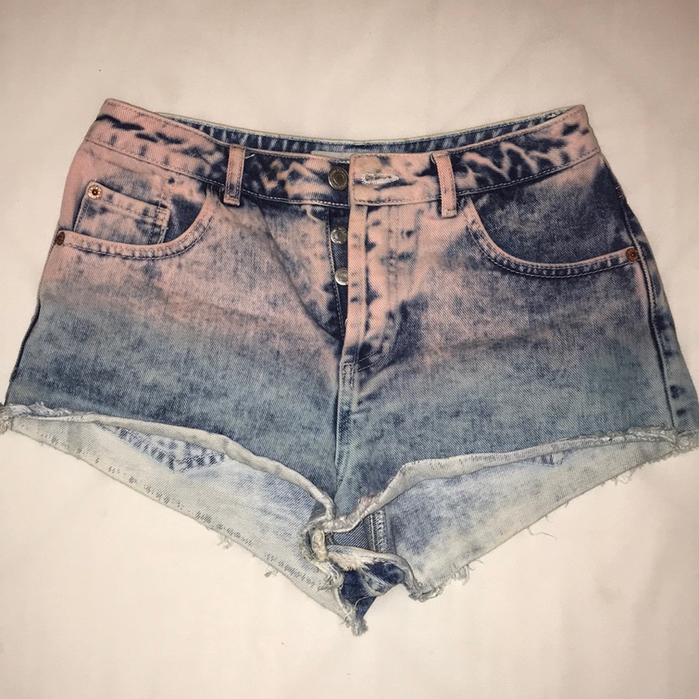 Topshop Moto ombré pink cutoff Jean shorts